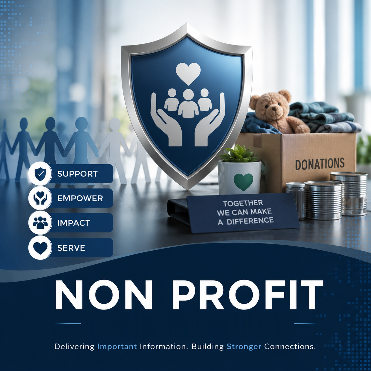 Volunteer holding a donation box representing non-profit organizations