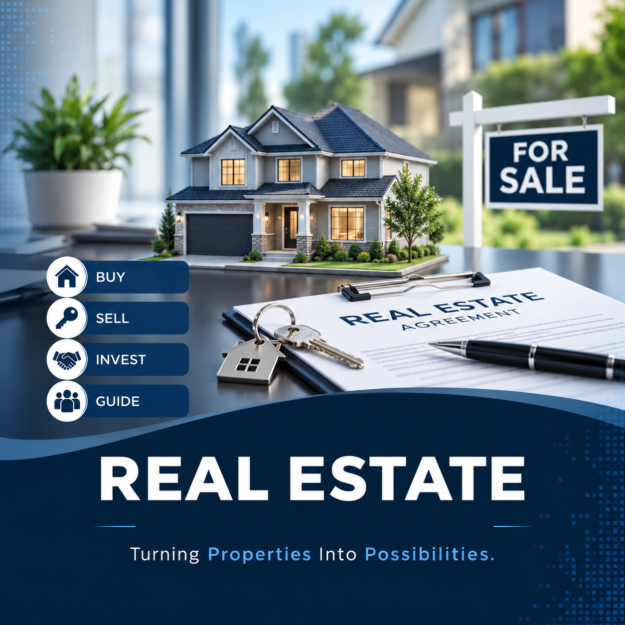 House for sale sign representing the real estate industry