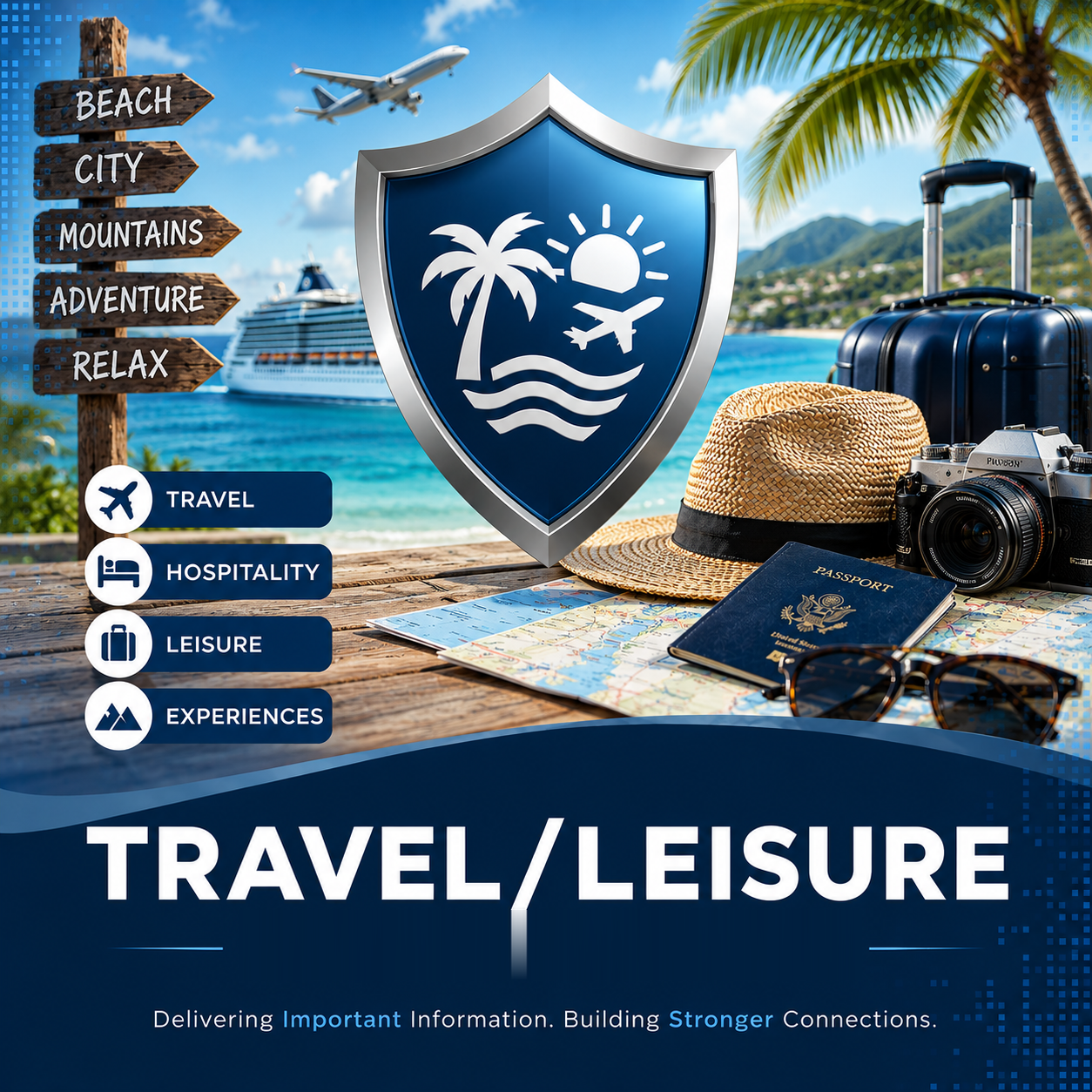 Aerial view of a beach resort representing the travel and leisure industry